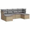 vidaXL 6-delige Loungeset met kussens poly rattan beige