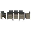 vidaXL Tuin eettafelset met kussen 9 pcs Grijs poly rattan