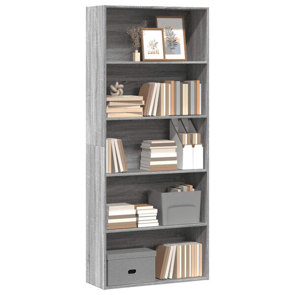 vidaXL Boekenkast 80x30x189 cm bewerkt hout grijs sonoma eikenkleurig