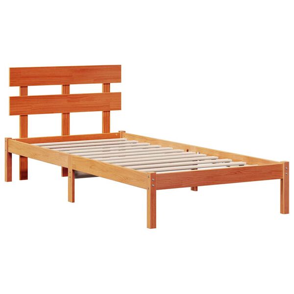 vidaXL Bedframe met hoofdeinde Bruin 90 x 190 cm Massief grenenhout