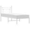 vidaXL Bedframe met hoofdbord zonder matras metaal wit 75x190 cm