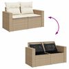 vidaXL 6-delige Loungeset met kussens poly rattan beige