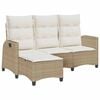 vidaXL Verstelbare tuinbank met kussens L-vormig beige poly rattan