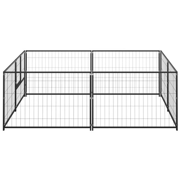 vidaXL Hondenkennel 4 m&sup2; staal zwart