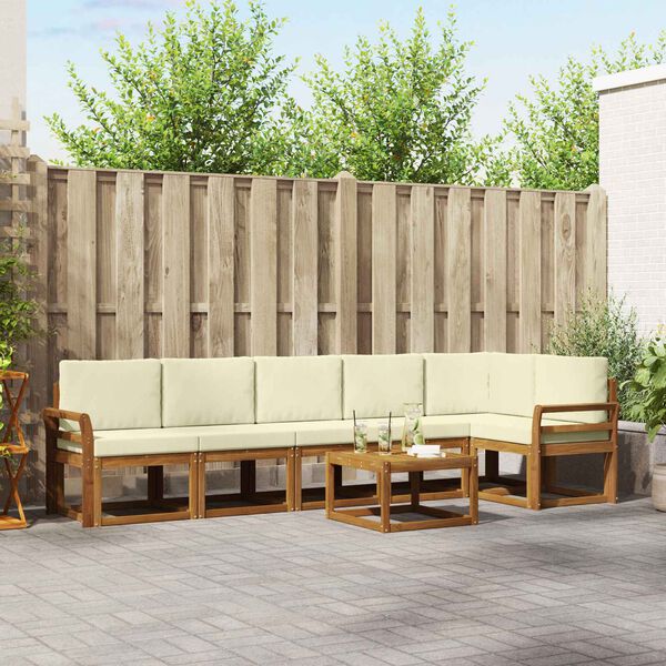 vidaXL Buiten bankenset met kussen 7 pcs Natuurlijk en Cr&egrave;me