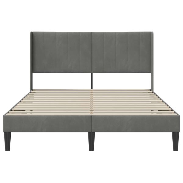 vidaXL Bedframe met hoofdeinde Donkergrijs 140 x 190 cm Fluweel