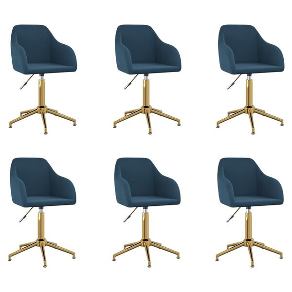 vidaXL Eetkamerstoelen draaibaar 6 st fluweel blauw