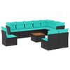 vidaXL 11-delige Loungeset met kussens poly rattan zwart