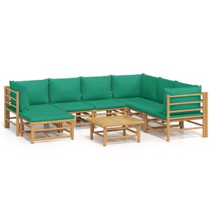 vidaXL 8-delige Loungeset met kussens bamboe groen