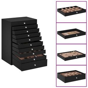 vidaXL Sieradendoos 10-laags met horlogehouders zwart 29x20,5x40,5 cm