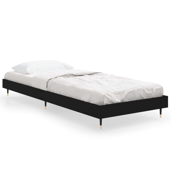 vidaXL Bedframe bewerkt hout zwart 75x190 cm
