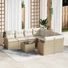vidaXL Tuin Sofa Set met kussen met opslag 9 pcs Beige poly rattan