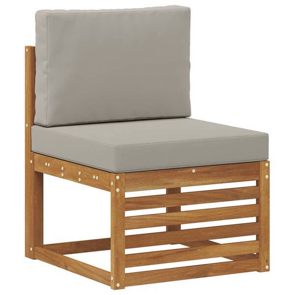 vidaXL Sofa-Sets 9 pcs Natuurlijk en Lichtgrijs Massief Acaciahout