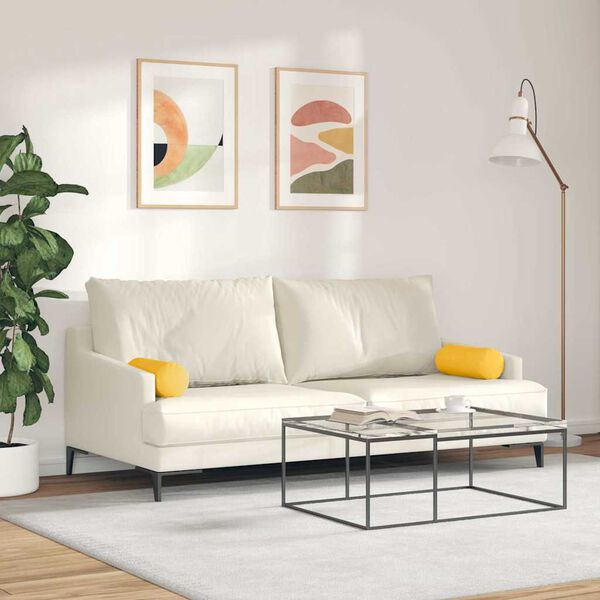 vidaXL Bolster Kussens 2 stuks Lichtgeel &Oslash; 15 x 40 cm Cordstof