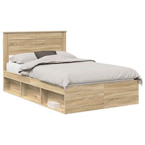 vidaXL Bedframe Sonoma Eiken 135 x 190 cm Massief grenenhout