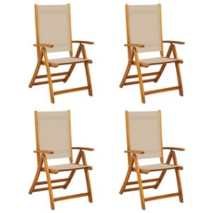 vidaXL Klapstoelen 4 stuks van massief acaciahout en textilene