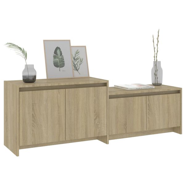 vidaXL Tv-meubel 146,5x35x50 cm bewerkt hout sonoma eikenkleurig