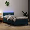 vidaXL Boxspring met matras en LED fluweel donkerblauw 90x210 cm