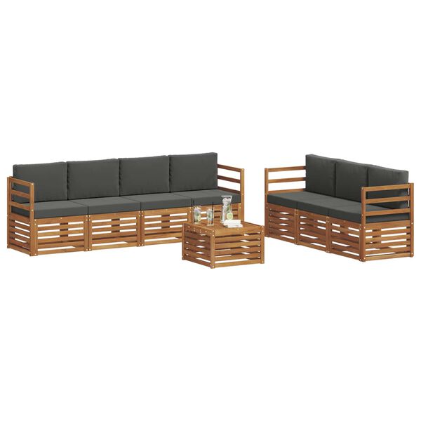 vidaXL Sofa-Sets 8 pcs Natuurlijk en Antraciet Massief Acaciahout