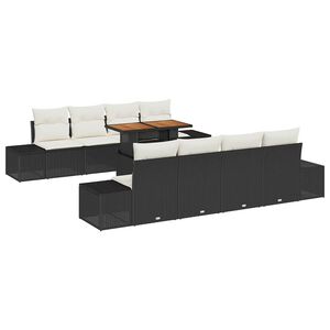 vidaXL Tuinbankenset 9 st Zwart poly rattan