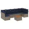 vidaXL 8-delige Loungeset met kussens poly rattan grijs