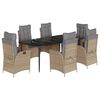 vidaXL 7-delige Tuinset met kussens poly rattan beige