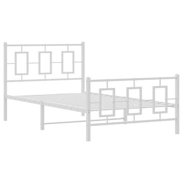 vidaXL Bedframe met hoofd- en voeteneinde metaal wit 100x190 cm