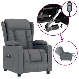 vidaXL Fauteuil verstelbaar elektrisch kunstleer grijs