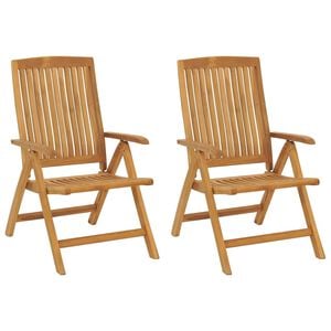 vidaXL Verstelbare klapstoelen, 2 stuks, massief teakhout