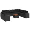 vidaXL 11-delige Loungeset met kussens poly rattan zwart