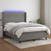 vidaXL Boxspring met matras en LED stof donkergrijs 140x200 cm