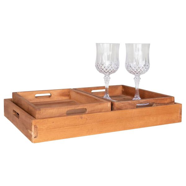 House Nordic 3-delig Dienblad Christina met handvatten teak naturel