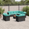 vidaXL 12-delige Loungeset met kussens poly rattan zwart