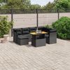 vidaXL 8-delige Loungeset met kussens poly rattan zwart