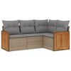 vidaXL 4-delige Loungeset met kussens poly rattan beige
