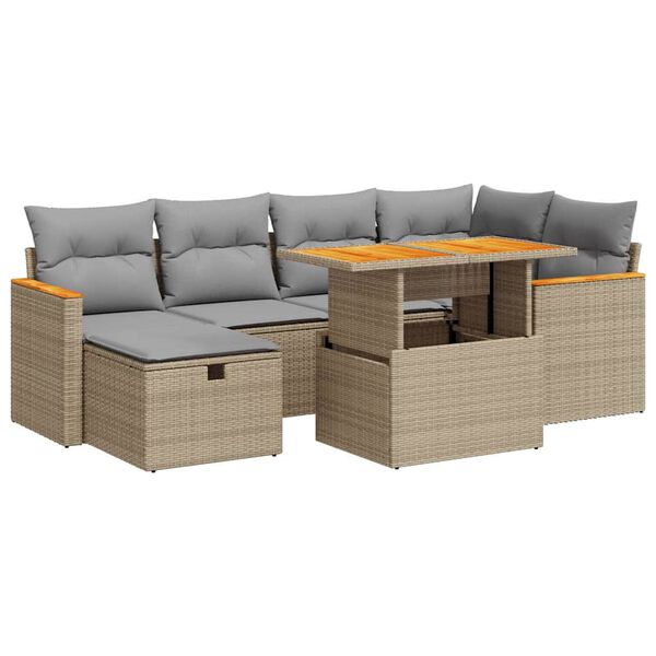 vidaXL 8-delige Loungeset met kussens poly rattan beige