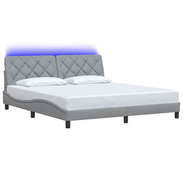 vidaXL Bedframe met LED zonder matras stof 180x200 cm lichtgrijs