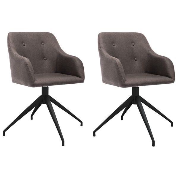 vidaXL Eetkamerstoelen draaibaar 2 st stof taupe