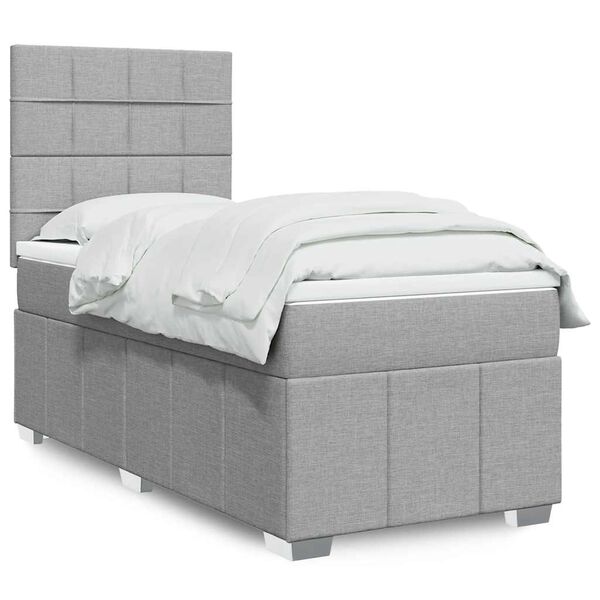 vidaXL Boxspring met matras stof lichtgrijs 90x190 cm