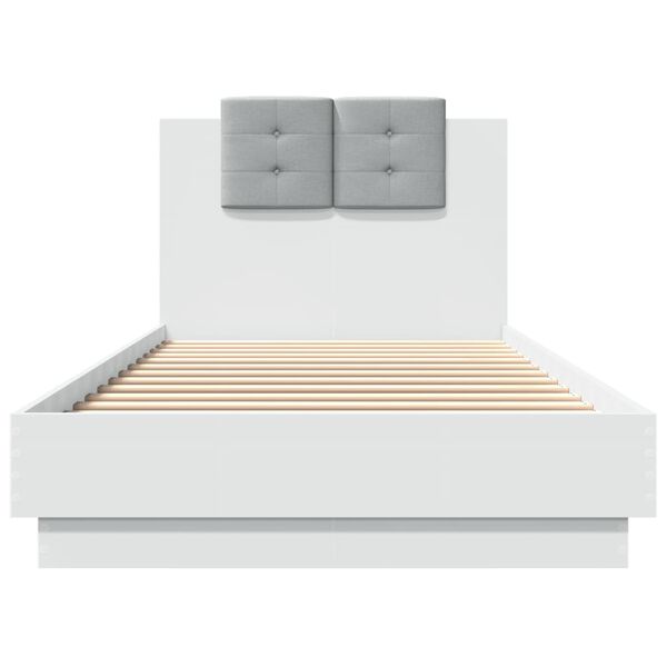 vidaXL Bedframe met hoofdbord bewerkt hout wit 100x200 cm