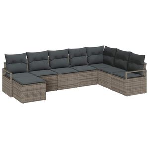 vidaXL Bankstel 8 st Grijs poly rattan