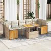vidaXL 8-delige Loungeset met kussens poly rattan acacia beige
