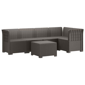 vidaXL 5-Zits Tuin Sofa Rattan Look PP Lichtgrijs