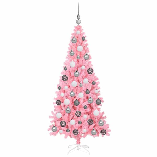 vidaXL Kerstboom met 300 LED met standaard Roze 180 cm PVC