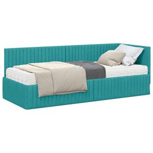 vidaXL Hoekbedframe met Matras 2 st Turquoise 80 x 200 cm Fluweel