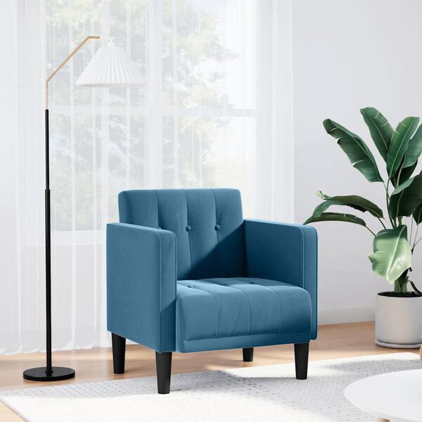 vidaXL Fauteuil met armleuningen Blauw 53 cm Fluweel