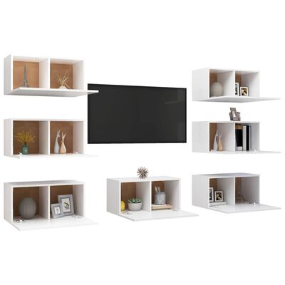 vidaXL Tv-meubelen 7 st 30,5x30x60 cm spaanplaat wit
