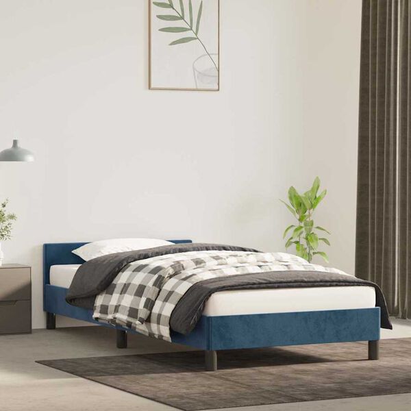 vidaXL Bedframe zonder matras 80x200 cm fluweel donkerblauw