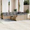 vidaXL 11-delige Tuinset met kussens poly rattan beige