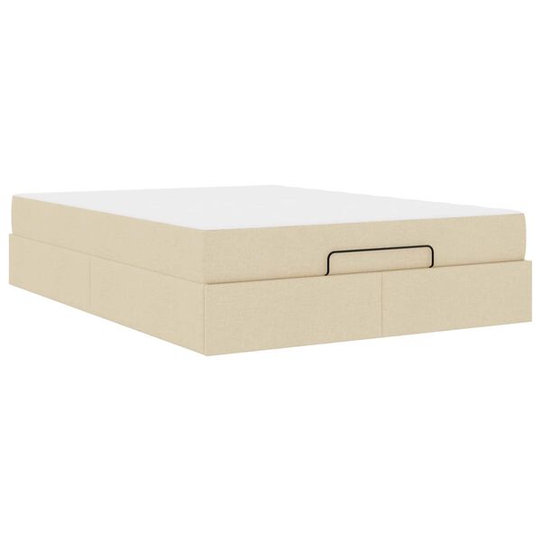 vidaXL Bedframe met matras met matras 2 pcs Cr&egrave;me Stof